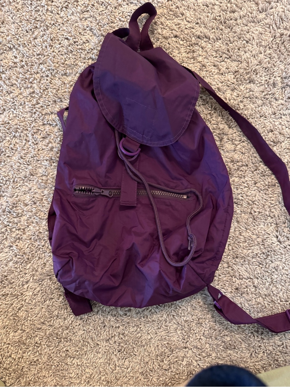 Baggu Purple Nylon Drawstring Backpack